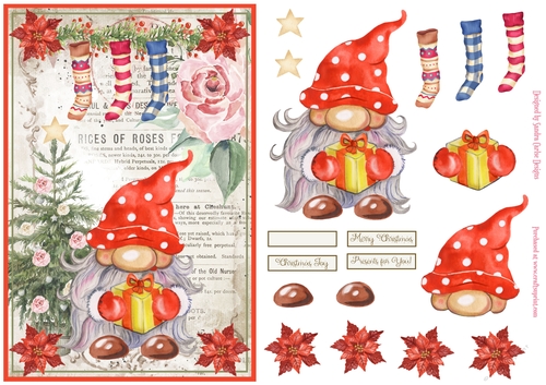 Christmas Decoupage Nordic Gnome Vintage Topper 3