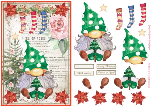 Christmas Decoupage Nordic Gnome Vintage Topper 4