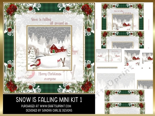 Christmas Snow is Falling 8x8ins Mini Kit 1