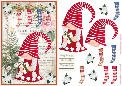 Christmas Decoupage Nordic Gnome Topper 4