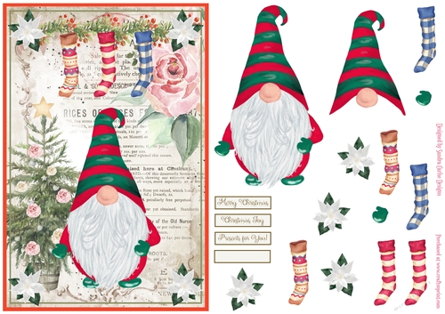 Christmas Nordic Watercolour Gnome Decoupage Topper 6