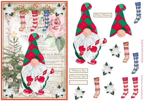 Christmas Nordic Watercolour Gnome Decoupage Topper 8
