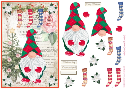 Christmas Nordic Watercolour Gnome Decoupage Topper 9