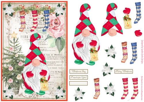 Christmas Nordic Watercolour Gnome Decoupage Topper 10