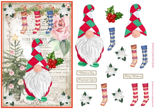 Christmas Nordic Watercolour Gnome Decoupage Topper 11