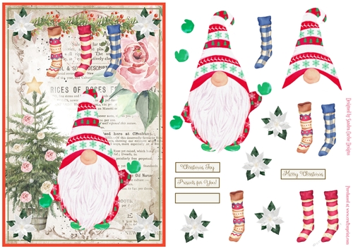 Christmas Nordic Watercolour Gnome Decoupage Topper 12