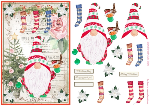 Christmas Nordic Watercolour Gnome Decoupage Topper 13