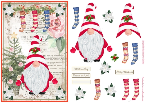 Christmas Nordic Watercolour Gnome Decoupage Topper 14