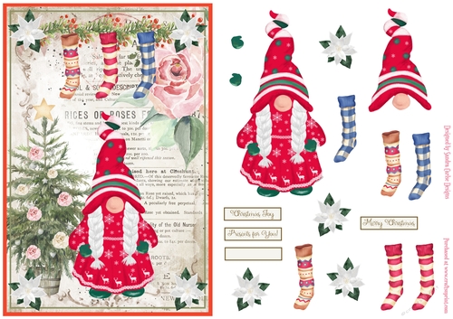Christmas Nordic Watercolour Gnome Decoupage Topper 15