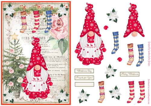 Christmas Nordic Watercolour Gnome Decoupage Topper 16