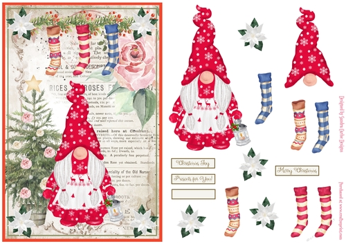 Christmas Nordic Watercolour Gnome Decoupage Topper 17