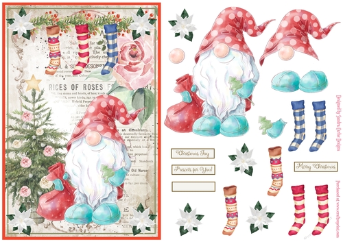 Christmas Nordic Watercolour Gnome Decoupage Topper 18
