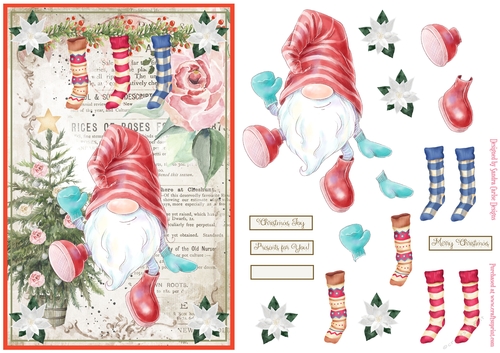 Christmas Nordic Watercolour Gnome Decoupage Topper 19