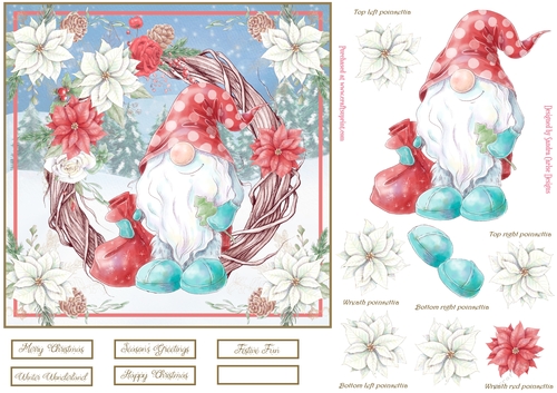 Christmas Nordic Gnome 7x7ins Decoupage Topper 2