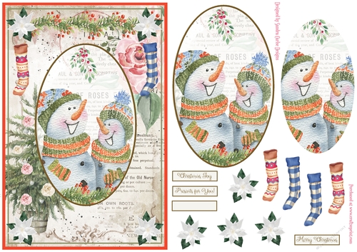 So cute Christmas Snowmen Decoupage Topper 1