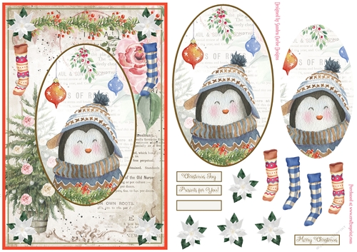 So cute Christmas Animals Decoupage Topper 4