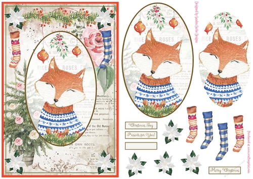 So cute Christmas Animals Decoupage Topper 8