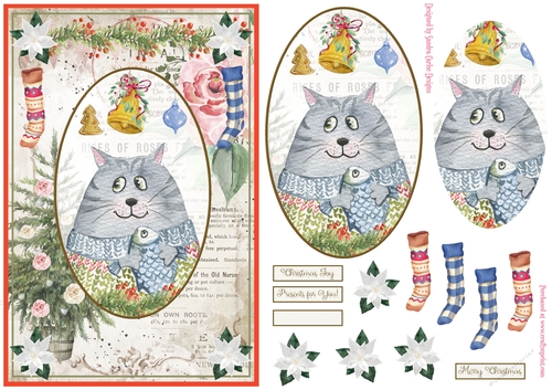 So cute Christmas Animals Decoupage Topper 9