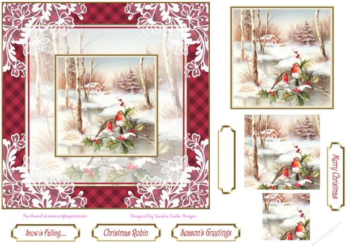 Christmas Winter Scene Pyramid 7x7ins Topper 1