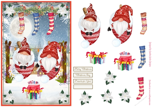Cosy Christmas Gnomes A5 Decoupage Topper 1