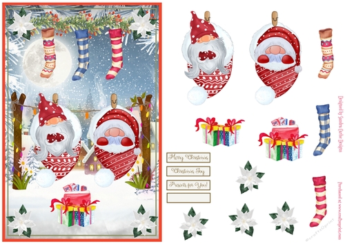 Cosy Christmas Gnomes A5 Decoupage Topper 2