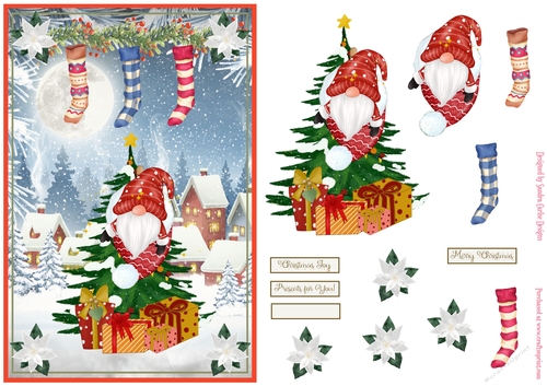 Cosy Christmas Gnomes A5 Decoupage Topper 3