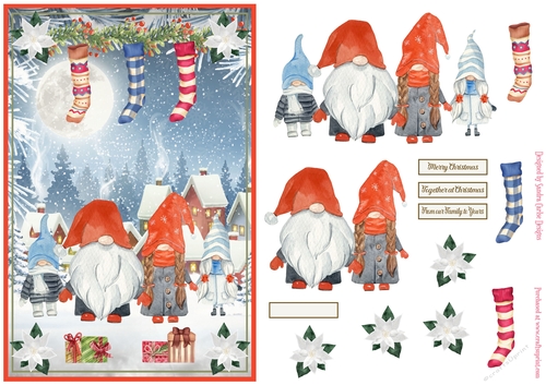 Christmas Gnome Family A5 Decoupage Topper