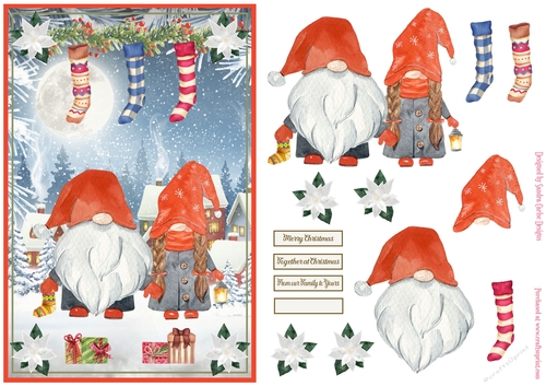 Christmas Gnome Family A5 Decoupage Topper 2