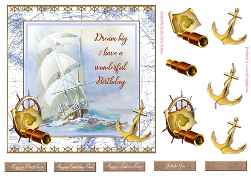 Dream Big Birthday Decoupage 7x7ins Topper 1