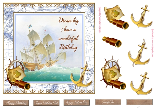 Dream Big Birthday Decoupage 7x7ins Topper 2