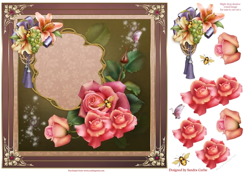 Beautiful Flowers 8x8ins Decoupage Topper