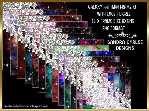 Galaxy 8x8ins x 12 Frames Kit with Lace Filigree
