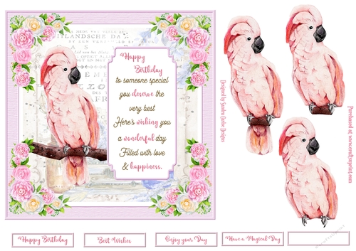 Exotic Bird Decoupage 7x7ins Topper 2