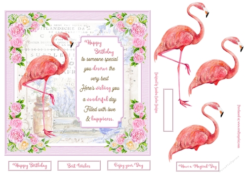 Exotic Bird Decoupage 7x7ins Topper 3