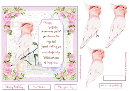 Exotic Bird Decoupage 7x7ins Topper 4