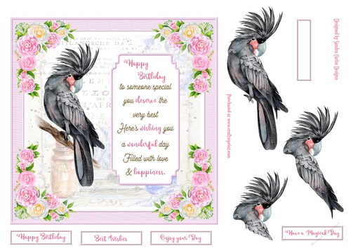 Exotic Bird Decoupage 7x7ins Topper 5
