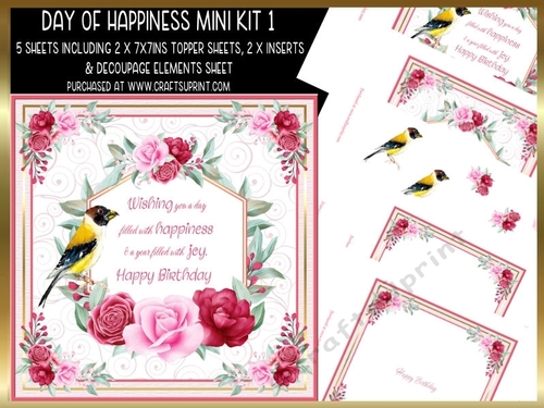 Day of Happiness 7x7ins Decoupage Mini Kit