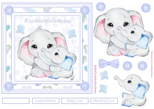 Baby Boy Decoupage 7x7ins Topper