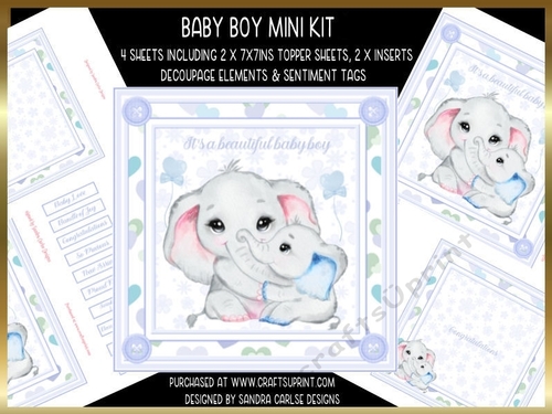 Baby Boy 7x7ins Decoupage Mini Kit