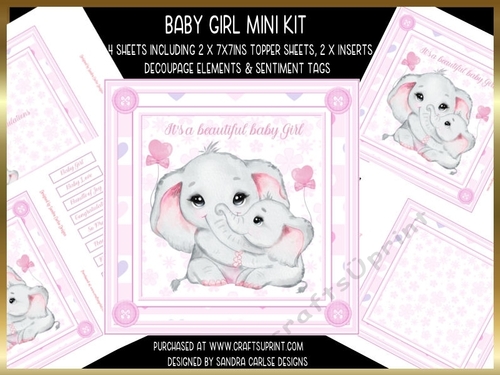 Baby Girl 7x7ins Decoupage Mini Kit