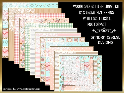 Woodland Pattern 12 x 8x8ins Frames Kit with lace filigree