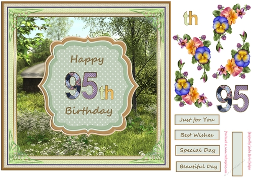 Happy 95th Birthday 8x8ins Decoupage Topper
