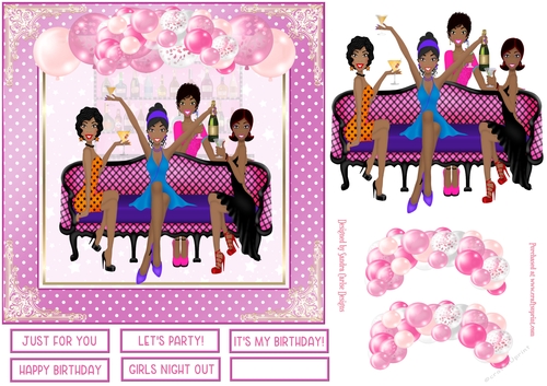 Girls Night Out Decoupage 7x7ins Topper 2
