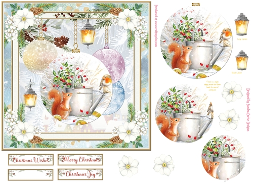 Christmas Vintage Baubles Decoupage 7x7ins Topper 4