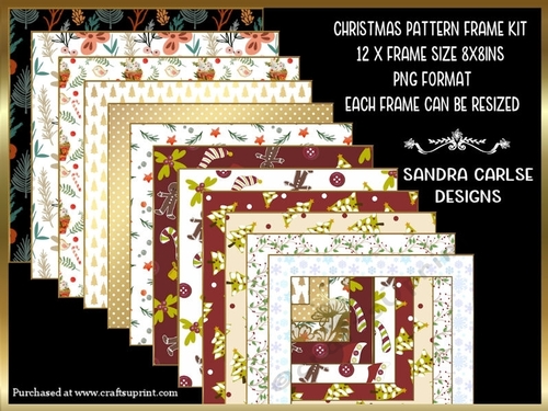 Christmas Pattern 12 x 8x8ins Frames Kit 