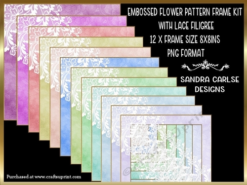 Embossed Floral Pattern 12 x 8x8ins Frames Kit with lace filigree