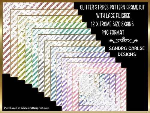 Glitter Pattern 12 x 8x8ins Frames Kit with Lace Filigree