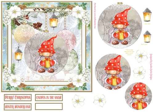 Christmas Vintage Baubles Decoupage 7x7ins Topper 20
