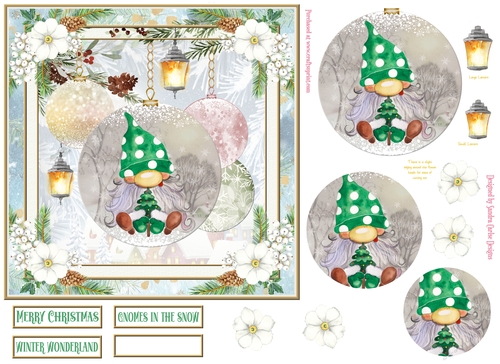 Christmas Vintage Baubles Decoupage 7x7ins Topper 21