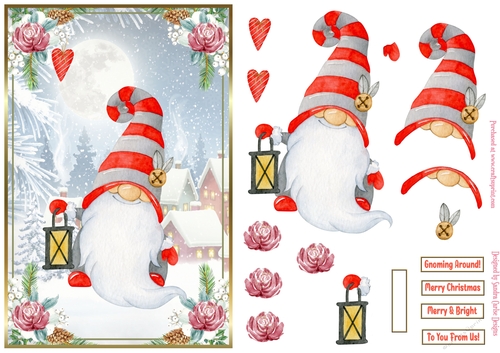 Christmas Gnome Decoupage A5 Topper 1